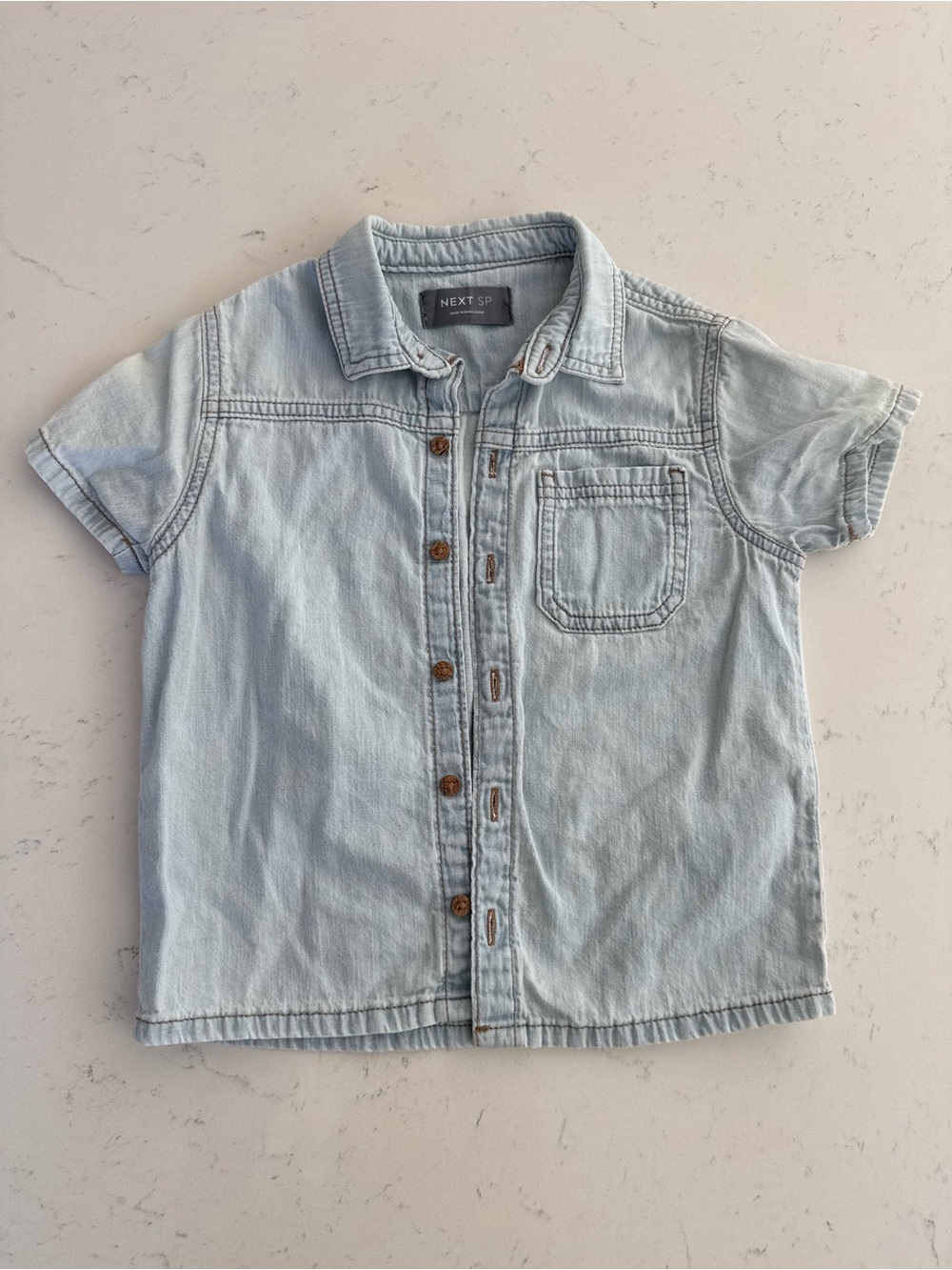 Next Light Blue Denim Short Sleeve Shirt
